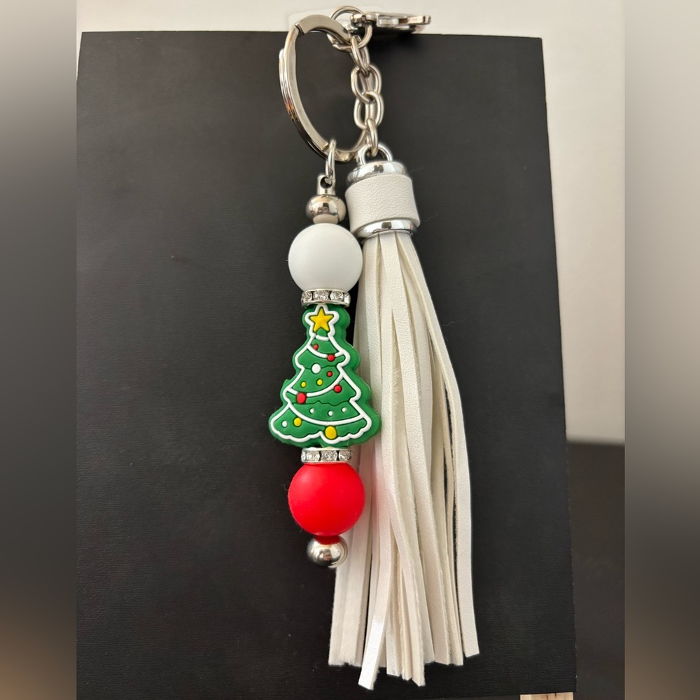 Holiday Tree Charm Keychain with Tassel